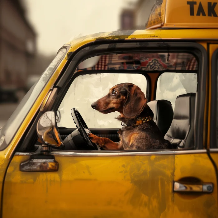 Taxicity - My, Humor, Neural network art, Нейронные сети, Wordplay, Pun, Taxi, Taxi driver, Absurd, Dog, Strange humor, Dachshund, Images, Toxicity, Driver