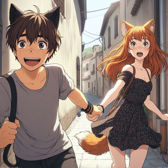     !  ,  , , , Anime Art, , Original Character, , , Animal Ears, , , , , Ginger & White, 