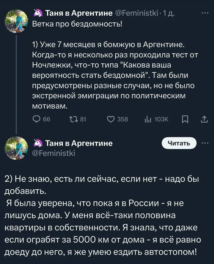 Приключения электрицы - Релокация, Аргентина, Феминистки, Twitter, Скриншот, Татьяна Болотина, Политика, Длиннопост