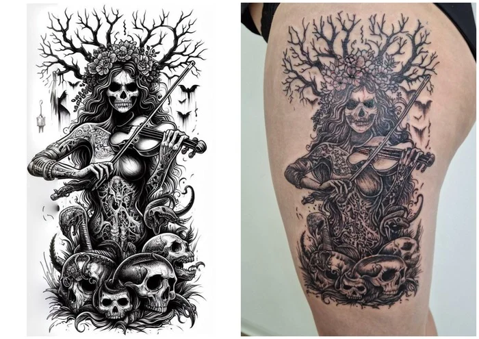 Works of subscribers based on sketches from a neural network - My, Tattoo, Artificial Intelligence, Sketch, Tattoo sketch, Нейронные сети, Dall-e, Longpost