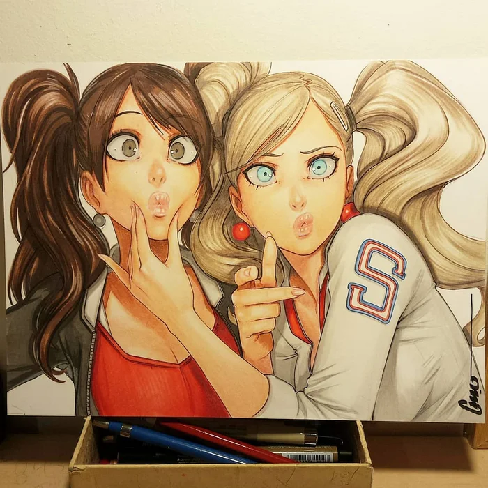 Girlfriends - Anime art, Anime, Games, Omar Dogan, Persona, Persona 4, Persona 5, Kujikawa Rise, Ann takamaki