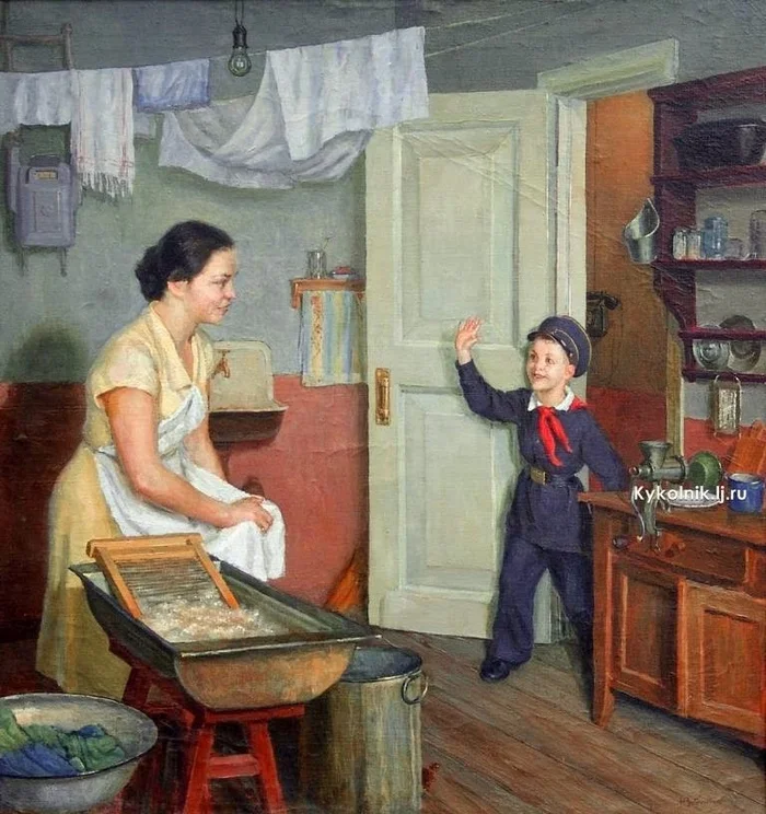 Н.Н. Заболотский. Опять пятерка. 1954 - Картина, Живопись, Школьники, Пятерка, Повтор