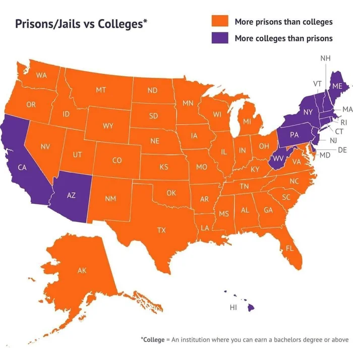 Prisons vs Colleges in the USA - Cards, USA, Prison, College