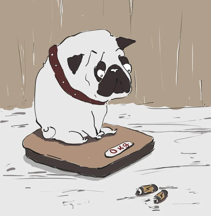 Trick - My, Beginner artist, Digital drawing, Pug, Dog, scales