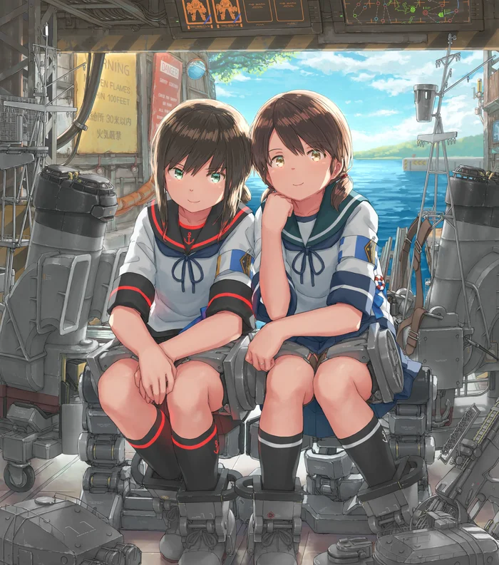 Shirayuki & Fubuki - Kantai collection, Shirayuki, Fubuki, Anime art, Game art, Anime, Games