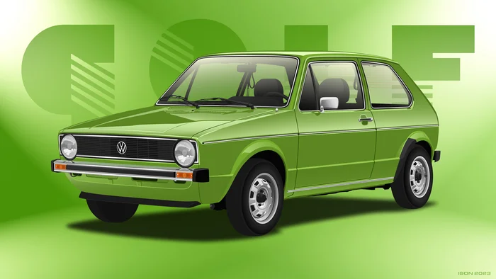 Фольксваген Гольф Mk1 Векторные работы - Моё, Volkswagen Golf, Volkswagen, Авто, Кабриолет, GTI, Цифровой рисунок, Векторная графика, Арт, Corel Draw, Длиннопост