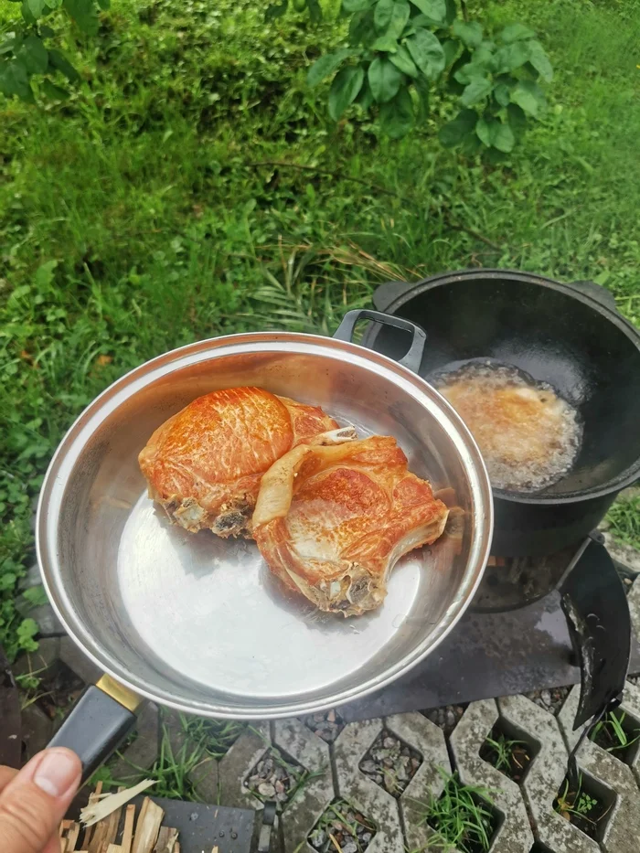 Getting ready for dinner - My, Meat, Kazan, Mobile photography, Vegetables, Longpost