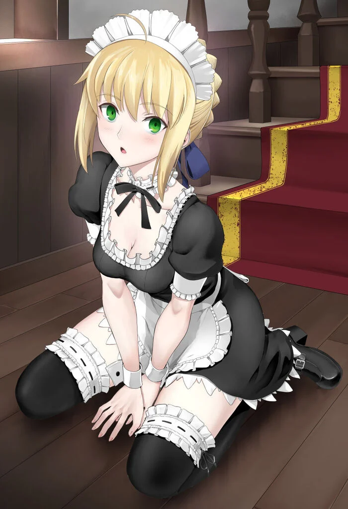 Take it to your home! - Anime, Anime art, Saber, Fate, Fate Zero, Housemaid, Stockings