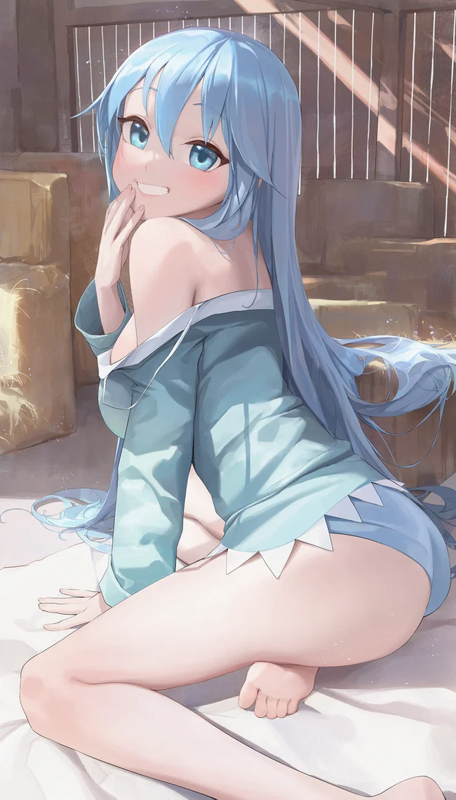 Snide - NSFW, Anime, Anime art, Konosuba, Aqua, Pajamas, Booty