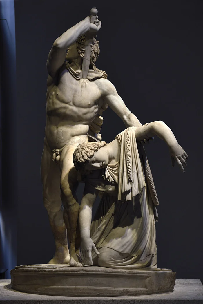 Gallus killing his wife and himself (also known as Gallus Ludovisi or as the Suicide of a Galatian) - Sculpture, Ancient Rome, Ancient Greece, Art