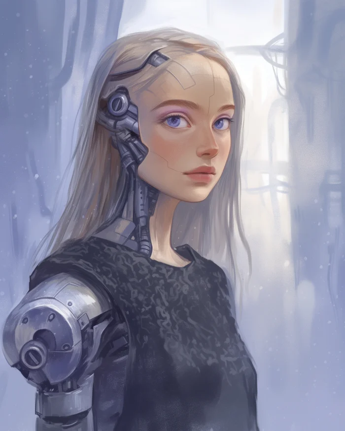 Wednesday - My, Neural network art, Midjourney, Pinanoc, Girls, Science fiction, Illustrations, Cyborgs