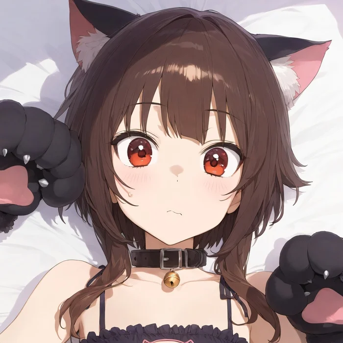 Megunyan - Anime, Anime art, Animal ears, Konosuba, Megumin, Neko, Neural network art, Longpost