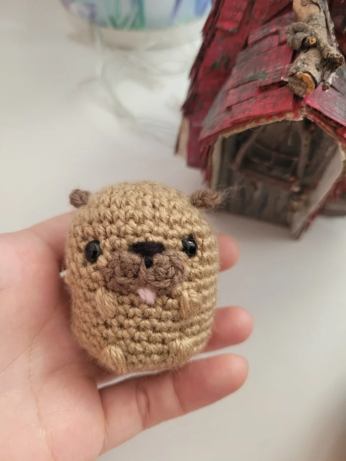 Beaver bitch - My, Beavers, Knitted toys, Amigurumi, Crochet, Curva, Knitting, Author's toy, Animals, Needlework without process, Longpost