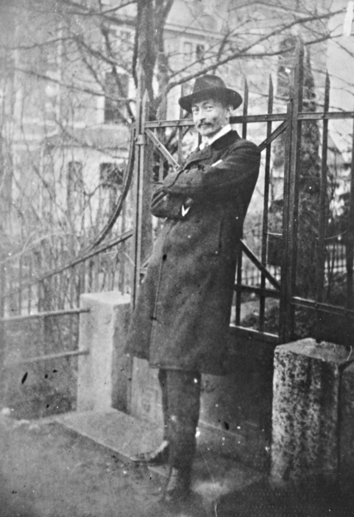 Дзержинский Ф. Э. стоит у ограды.