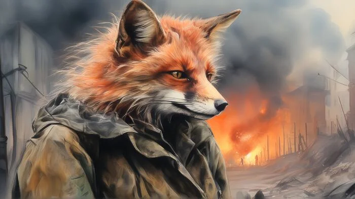 Фурри арт от Wolfmks #50 по мотивам игры This War of Mine - Моё, Фурри, Лиса, Furry Art, Furry Fox, Арт, Арты нейросетей, Длиннопост, This War of Mine