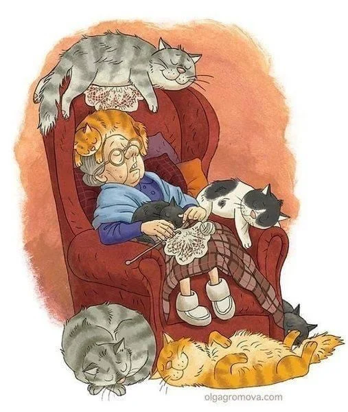 Home comfort - cat, Drawing, Olga Gromova