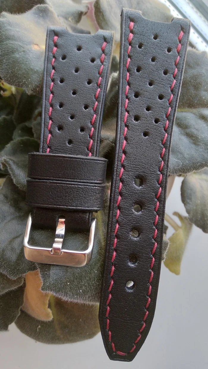 Watch strap for Casio Edifice 5564 EFS-S520L. Cut-out and perforated strap - My, Strap, Watch strap, Accessories, Needlework without process, Leather products, Male, Hand seam, Casio, Wrist Watch, Longpost