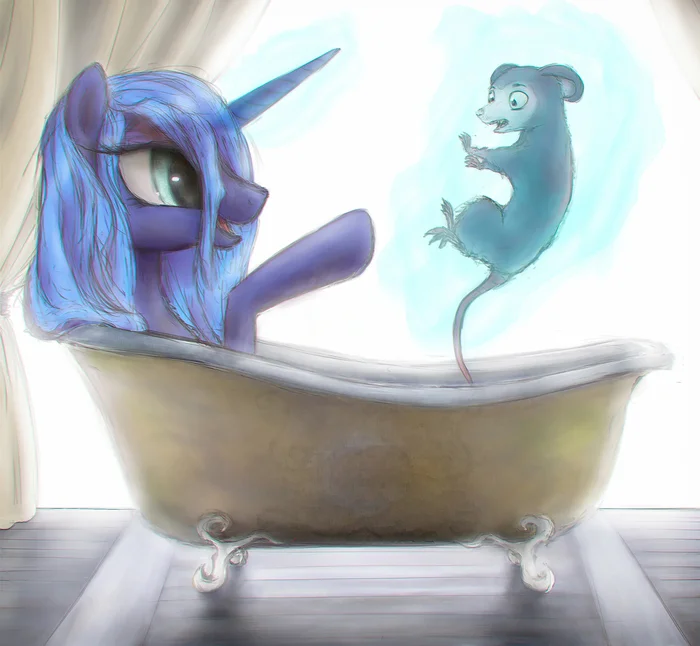 Time to wash - My little pony, Princess luna, PonyArt, MLP Tiberius, Plotcore