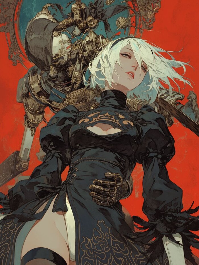 YoRHa No.2 Type B Anime Art, , Yorha unit no 2 type B, Nier Automata