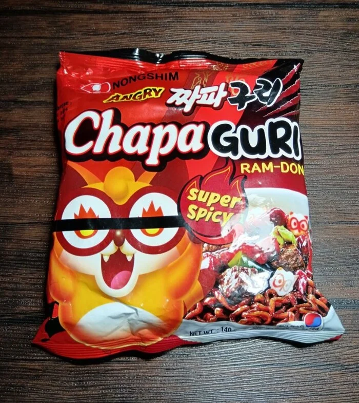 Краткий обзор на лапшу NONGSHIM ChapaGURI super spicy RAM-DON - Моё, Доширакология, Еда, Бичпакет, Доширак, Лапша, Рамен, Отзыв, Распаковка, Обзор, Острота, Крабовые палочки, Длиннопост