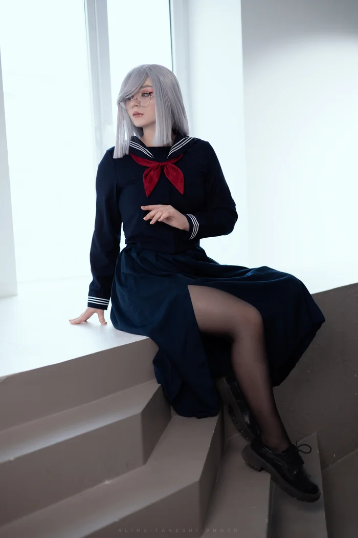 Little schoolgirl Shen He - Genshin impact, Cosplay, Shenhe (Genshin Impact), Anime, Longpost, The photo