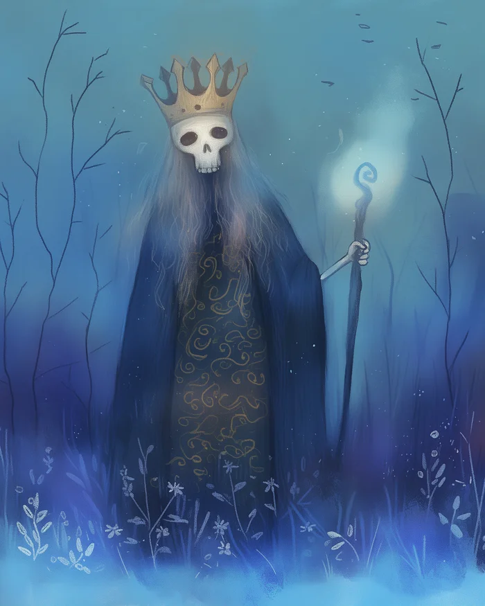 King - My, Neural network art, Midjourney, Pinanoc, Lich, Dark fantasy, Skeleton, Lich King