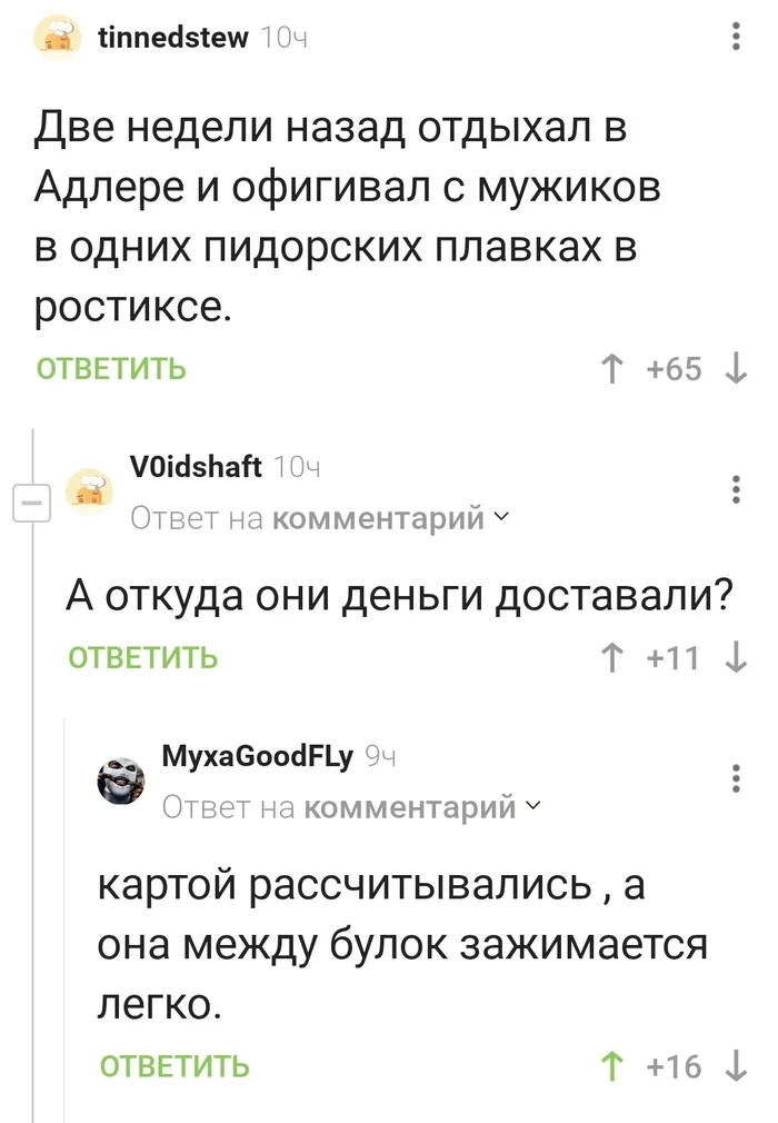 Немного об отдыхающих... - Юг, Отдыхающие, Плавки, Комментарии на Пикабу, Скриншот