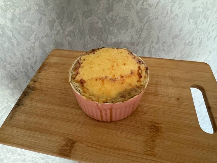 Ужин: Жюльенчик из индейки, шампиньонов, лука, греческого йогурта, легкого сыра и приправы "Итальянские травы"