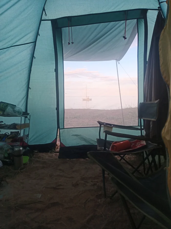 And from our window, the red square is not visible - My, Summer, Ladoga, Relaxation, Tent, The photo