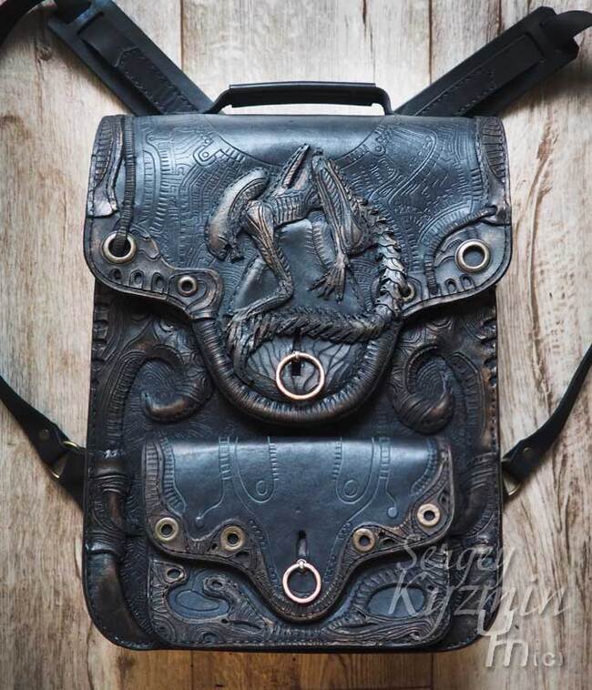 Bags inspired by Giger's work - My, Hans Giger, Xenomorph, Stranger, Сумка, Natural leather, Art, Longpost, Needlework without process