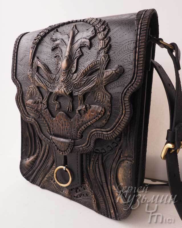 Bags inspired by Giger's work - My, Hans Giger, Xenomorph, Stranger, Сумка, Natural leather, Art, Longpost, Needlework without process