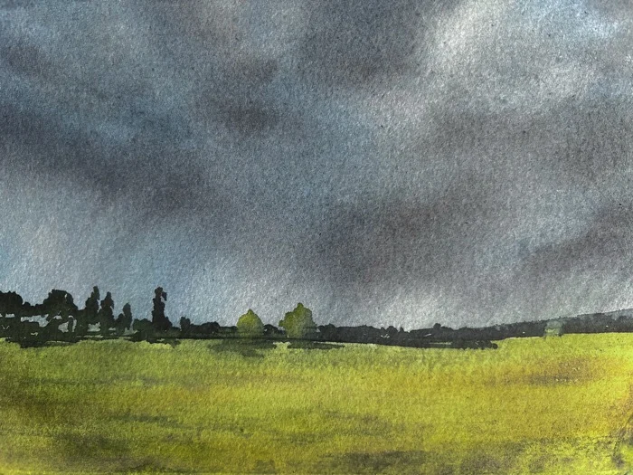 Reply to the post “Sparkles” - My, Thunderstorm, Lightning, Landscape, July, Village, Watercolor, Traditional art, Etude, Reply to post