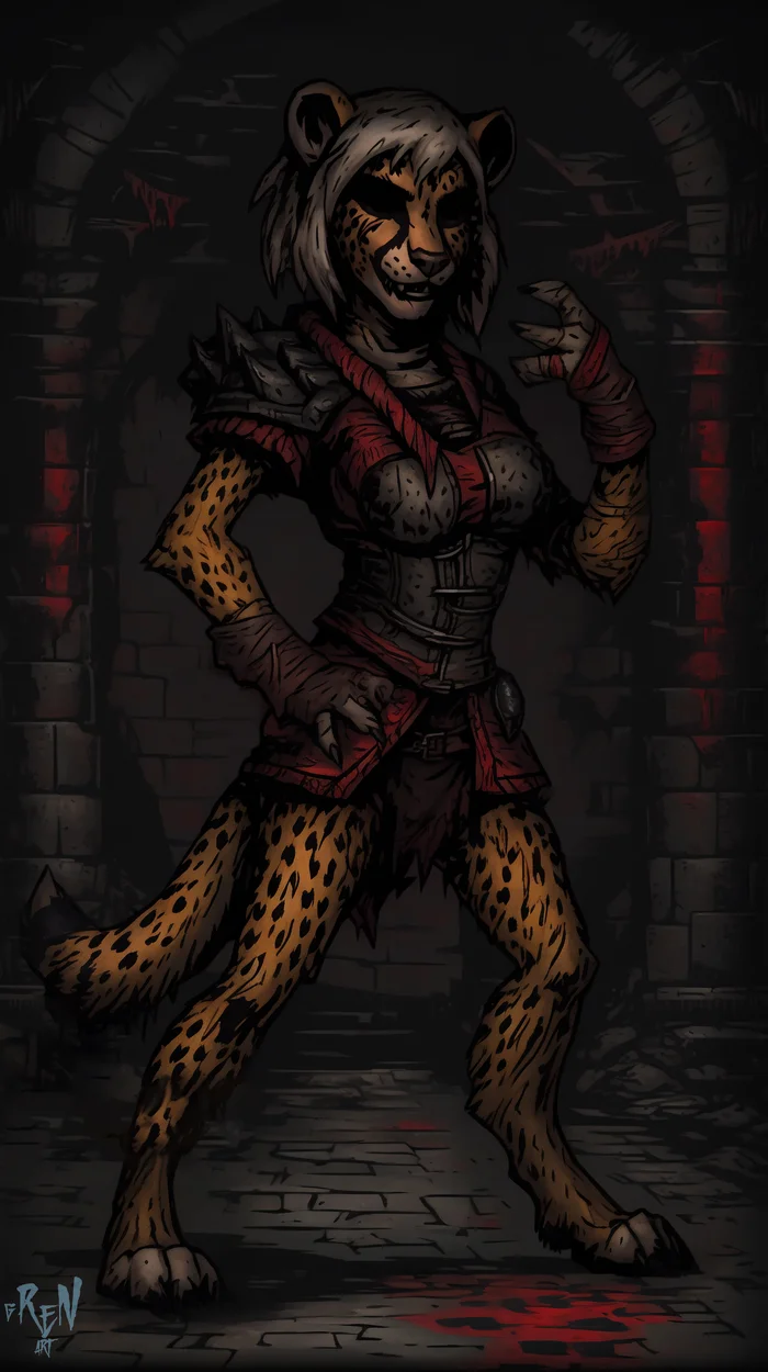 Darkest Furry - Моё, Арты нейросетей, Stable Diffusion, Furry Art, Furry Cheetah, Furry rabbit, Furry Cobra, Furry Bat, Loona, Darkest Dungeon, Helluva Boss, Фурри, Антро, Арт, Длиннопост