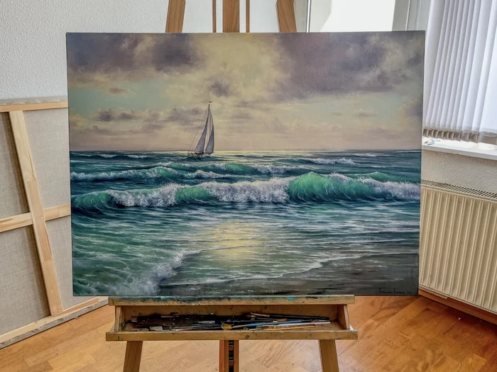 Seascape - My, Canvas, Painting, Friday tag is mine, Oil painting, Author's painting, Sea, Longpost