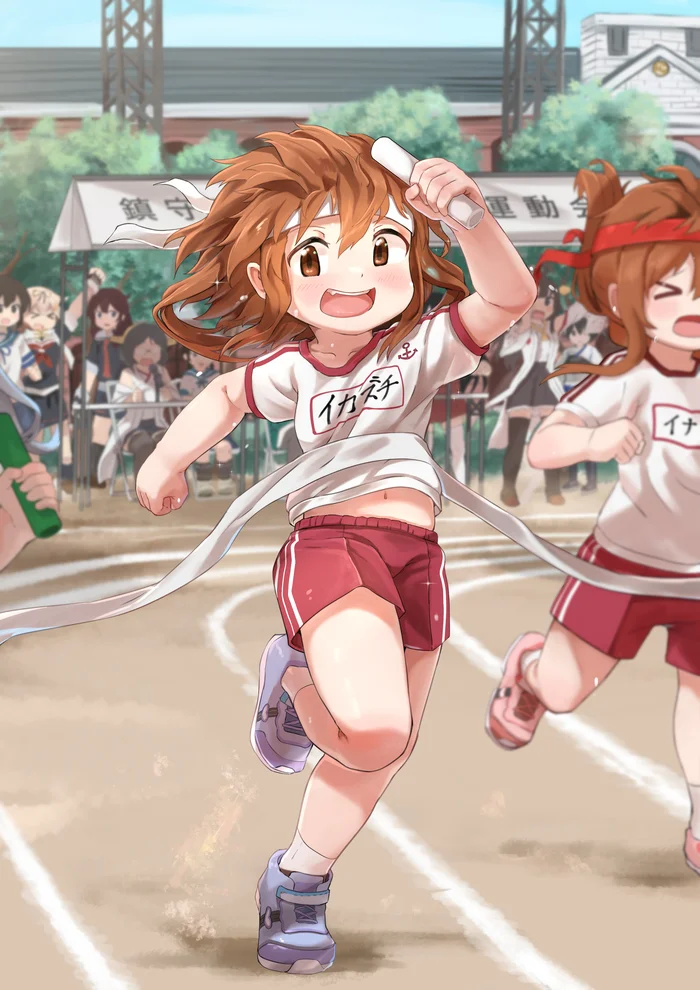 Sports festival - Kantai collection, Ikazuchi, Anime art, Game art, Anime, Games, Sport, Relay race