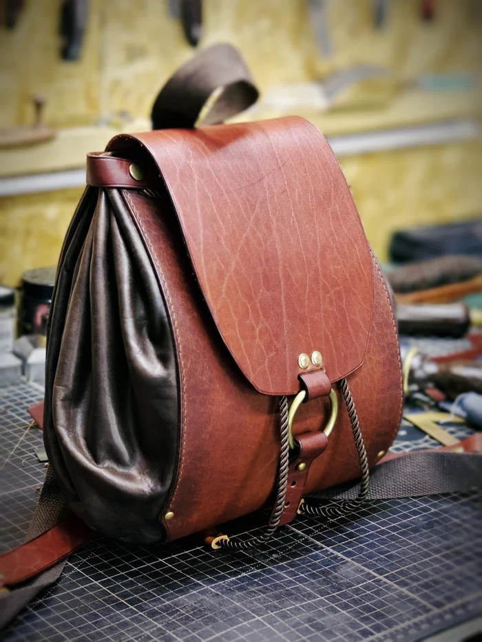 I'm a doer! - My, Leather, Leather products, Natural leather, Backpack, Longpost, Needlework without process