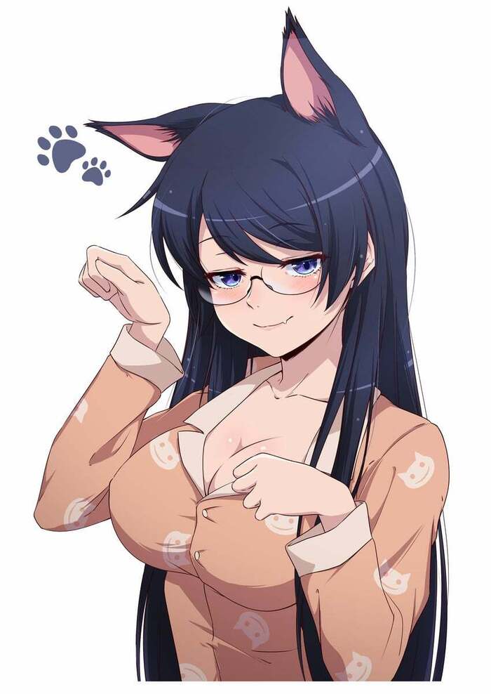   , , Anime Art, Monogatari series, Hanekawa Tsubasa, Animal Ears