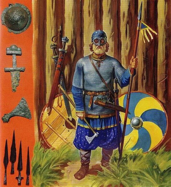 Scandinavian-Slavic warrior of the 10th century. The reconstruction was made on the basis of excavations of a mound in the southern Ladoga region - Past, Warrior, Middle Ages, Reconstruction