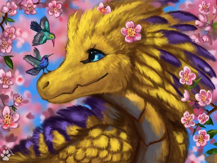 Feathers - Art, The Dragon, Birds, Feathers, Flowers, Digital drawing, Flashw