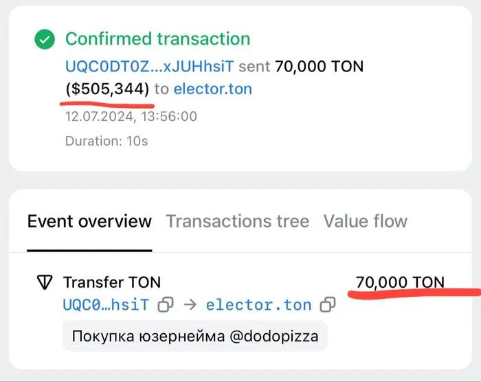 Юзернейм «Dodo pizza» был продан за 70 000 TON (~ 505 000$) - Моё, Картинка с текстом, Тон, Ton, Криптовалюта, Telegram, Ник, Социальные сети, Заработок, Заработок в интернете, Юмор, Шок