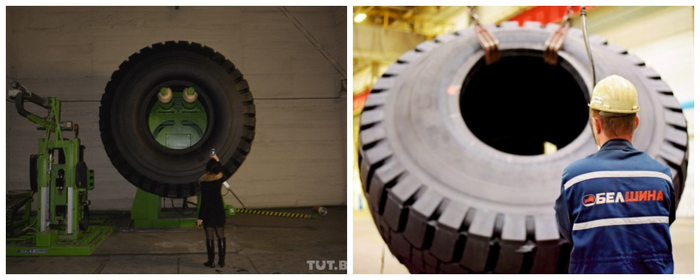 Шина 46/90-57 (для самосвалов грузоподъёмностью 200-220 тонн) и самая крупная шина в мире — «Белшина» 59/80-R63.