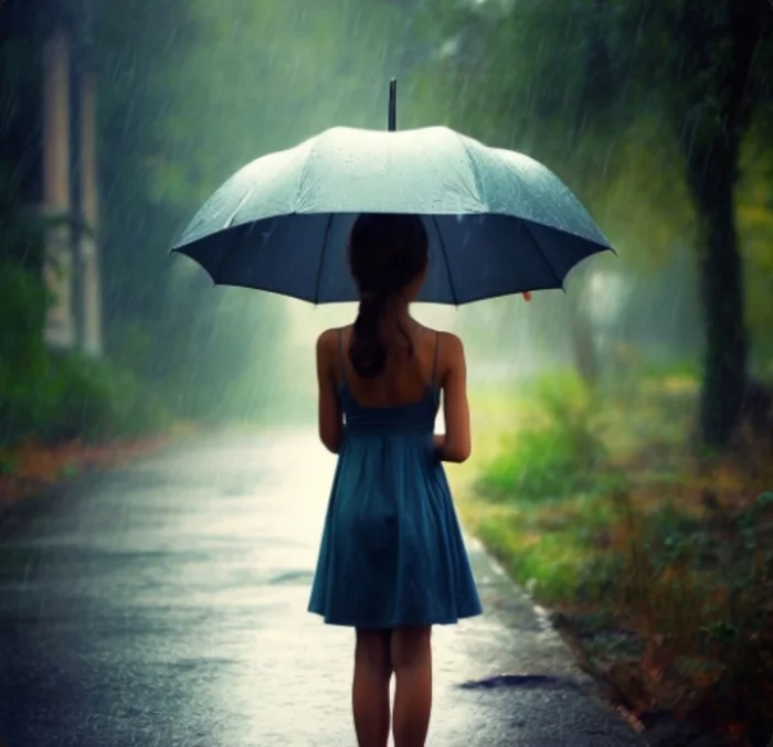 Rain and Julia (summer rain) - My, Rain, Summer, July, Julia, Masterpiece (Yandex), Umbrella