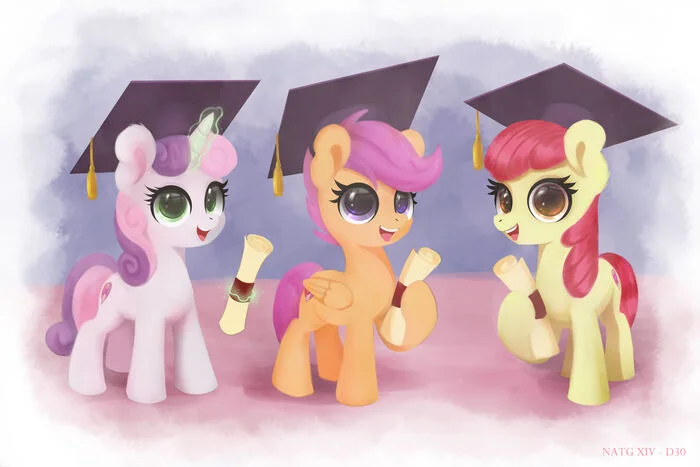 Graduate Mark Finders, Yay! - My little pony, Applebloom, Sweetie belle, Scootaloo, Darksly-z, Art