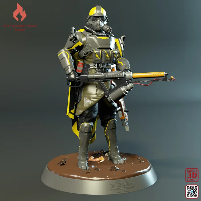 Helldivers 2 CE-27 Ground Breaker 3D model - My, 3D modeling, 3D печать, 3D, Helldivers 2, Helldivers, 3D printer, Painting miniatures, Painting, Zbrush, 3DS max