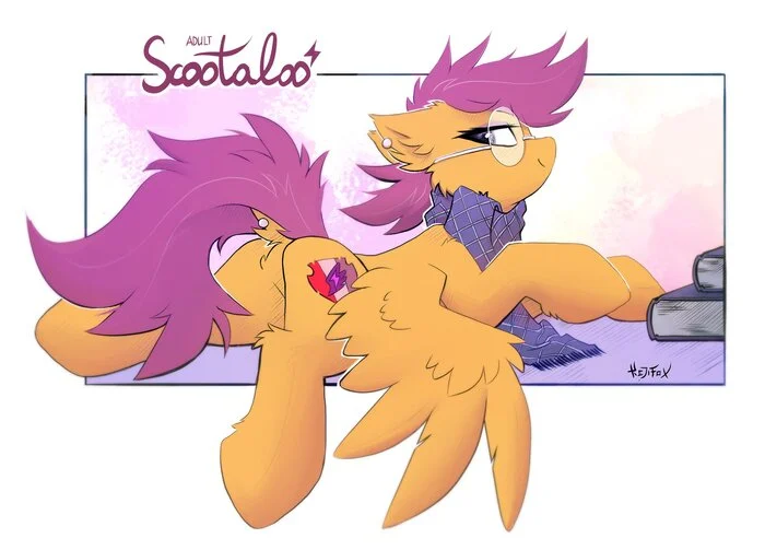 Очкастая Пони - My Little Pony, Арт, Scootaloo, Kejifox