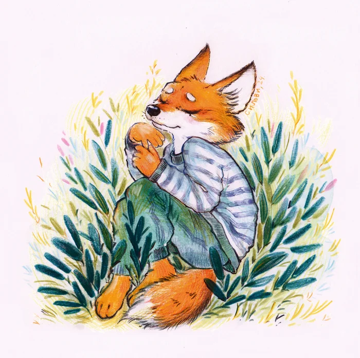 Fox - My, Fox, Drawing, Pencil drawing, Colour pencils, Painting, Illustrations