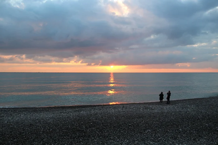 Meeting at sunset - My, The photo, Landscape, Sochi, Black Sea, Tourism, Sunset