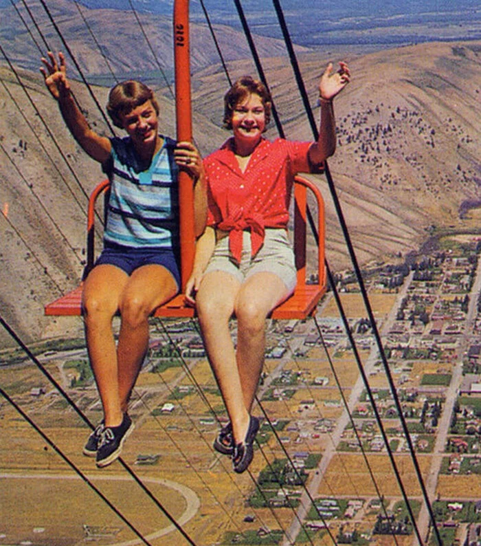 Safety standards in the 1960s - My, Ski resort, Lift, Safety, Safety engineering, 50th, 60th, America of the 60s, Old photo, It Was-It Was, It used to be better, Risk, At your own risk, Longpost