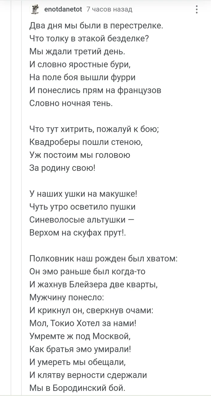 Бородино и хоббихорсинг - Скриншот, Хоббихорсинг, Бородино, Скуфы, Стихи, Комментарии на Пикабу