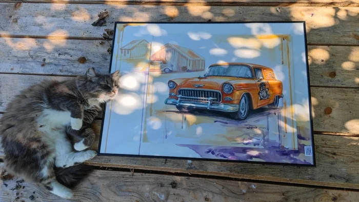 I am drawing a Car. Watercolor technique.Chevrolet Delivery - My, Painting, Auto, Motorists, Retro car, Retrotechnics, Chevrolet, Needlework with process, Drawing process, With your own hands, Painting, Painting, Video, Vertical video, Longpost